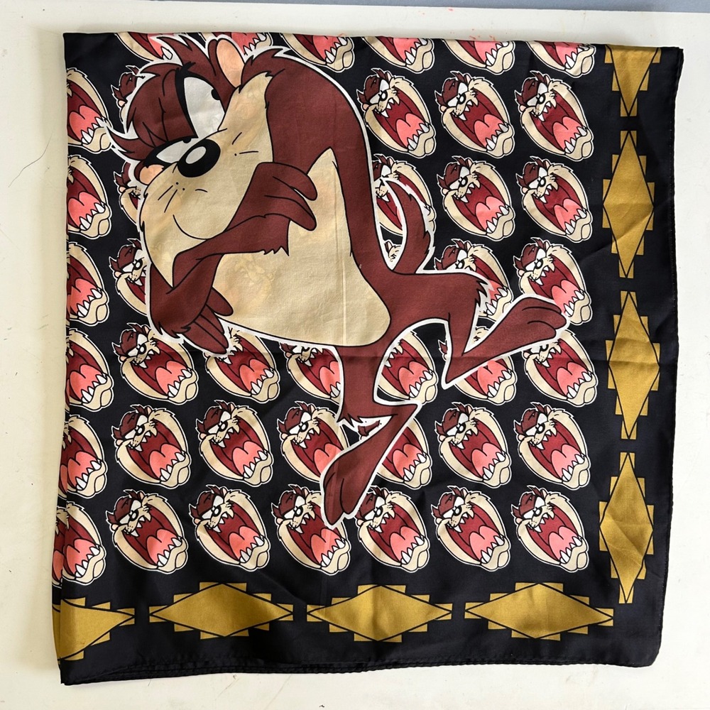 Vintage Taz Tasmanian Devil Looney Tunes Scarf Bandana SIlk